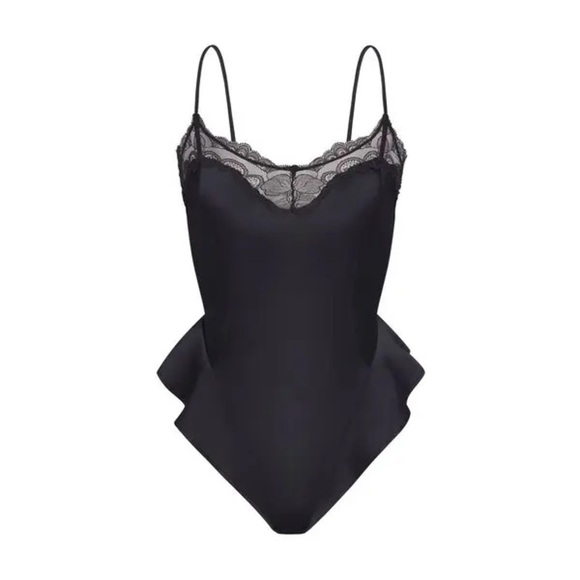 SKIMS Other - SKIMS Woven Shine Lace Teddy - Onyx XXS